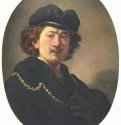 Автопортрет с рукой на груди. 1633 - 70 x 53 см. Дерево, масло. Барокко. Нидерланды (Голландия). Париж. Лувр.