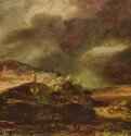Город на холме при надвигающейся грозе. 1638 - 52 x 72 см. Дерево, масло. Барокко. Нидерланды (Голландия). Брауншвейг. Музей герцога Антона-Ульриха.