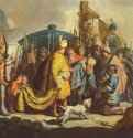 Давид с головой Голиафа перед Саулом. 1627 - 27,2 x 39,6 см. Дерево, масло. Барокко. Нидерланды (Голландия). Базель. Художественный музей. Заказчик - вероятно, Петр Скривериус.