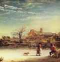 Зимний пейзаж. 1646 - 17 x 23 см. Дерево, масло. Барокко. Нидерланды (Голландия). Кассель. Картинная галерея.