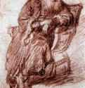 Старик, сидящий в кресле. 1630-1631 - Сангина и черный мел 225 x 145 мм Музей Тейлера Харлем