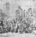 Иосиф раздает зерно в Египте. 1633-1637 - Черный мел 31,7 x 40,4 мм Альбертина Вена