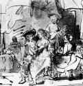 Блудный сын среди девиц. 1634-1643 - Перо, отмывка 177 x 210 мм Собрание Хирш Базель