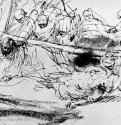 Несение креста. 1635 - Перо коричневым тоном, отмывка, на бумаге 145 x 260 мм Гравюрный кабинет Берлин