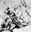 Умирающий воин, Голиаф. 1636-1639 - Перо 108 x 113 мм Гравюрный кабинет Берлин