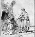 Вооз встречает Руфь. 1637-1638 - Перо, отмывка 178 x 169 мм Гравюрный кабинет Берлин