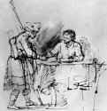 Исав продает свое первородство. 1637-1649 - Перо, отмывка 200 x 173 мм Британский музей Лондон