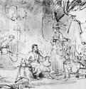 Елеазар и Ревекка у колодца. 1638-1640 - Перо, отмывка 180 x 292 мм Альбертина Вена