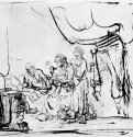 Сарра посылает Агарь к Аврааму. 1638-1642 - Перо, отмывка 171 x 290 мм Моравская галерея Брно