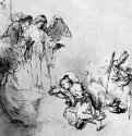 Сон Иакова. 1638-1644 - Перо, отмывка 250 x 208 мм Лувр Париж