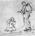 Агарь и ангел. 1640-1650 - Перо коричневым тоном на бумаге 145 x 169 мм Школа изящных искусств Париж