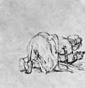 Этюд для жены Маноя. 1640-1641 - Перо 82 x 86 мм Художественный музей Смитсоновского колледжа Нортгемптон (Массачусетс)