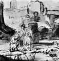 Ионафан утешает Давида. 1640-1644 - Перо, отмывка 180 x 235 мм Лувр Париж