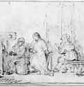 Иисус у Марии и Марфы. 1643-1650 - Перо, отмывка 167 x 233 мм Британский музей Лондон