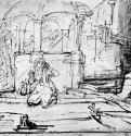 Агарь у колодца на пути в Сур. 1644-1648 - Перо, отмывка 191 x 227 мм Лувр Париж