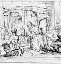 Иисус у Марии и Марфы. 1645-1650 - Перо 177 x 268 мм Государственное Собрание графики Мюнхен