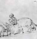 Блудный сын среди свиней. 1646-1650 - Перо коричневой тушью, на бумаге 159 x 235 мм Британский музей Лондон