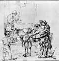 Милосердный самаритянин с раненым на постоялом дворе. 1648-1652 - Перо 197 x 205 мм Музей замка Веймар