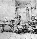 Исав продает свое первородство. 1648-1655 - Перо, отмывка 190 x 265 мм Дом Рембрандта Амстердам