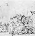 Иисус перед Синедрионом. 1649-1652 - Перо, отмывка 151 x 197 мм Гравюрный кабинет Берлин