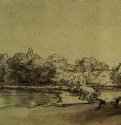 Вид на Амстел. 1650 - Перо, кисть, тушь, белила 13,6 x 24,7 Четсворт хаус Девоншир