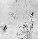 Адам и Ева после Грехопадения. 1650 - Перо 130 x 110 мм Библиотека Пирпонта Моргана Нью-Йорк