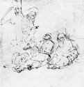 Ангел является Иосифу во сне. 1650-1652 - Перо 179 x 181 мм Риксмузеум Амстердам
