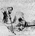 Елеазар вынимает топор из воды. 1650-1653 - Перо, отмывка 140 x 188 мм Музей Бредиус Гаага