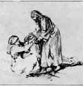 Исцеление тещи Петра. 1650-1660 - Перо, отмывка 172 x 188 мм Нидерландский институт Париж