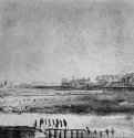 Вид на Хоутвал около Амстердама. 1651 - Бумага, перо, бистр, растушевка 12,5 x 18,2 Четсворт хаус Девоншир