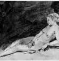 Лежащая обнаженная натурщица. 1654-1656 - Перо бистром, отмывка, на пергаменте 176 x 235 мм Галерея Крайст Чёрч Оксфорд