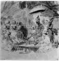 Император Тимур на троне. 1654-1656 - Перо черным тоном, отмывка тушью, на японской бумаге 186 x 187 мм Лувр Париж