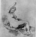 Лежащая обнаженная натурщица. 1654-1656 - Перо бистром, отмывка, на бумаге 233 x 178 мм Художественный институт Чикаго
