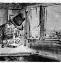 Пишущий Ян Сикс. 1655 - Кисть тушью и бистром, на бумаге 135 x 197 мм Лувр Париж