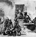 Жители Содома перед домом Лота. 1655 - Перо, отмывка 184 x 270 мм Собрание Тюро-Данжен Париж