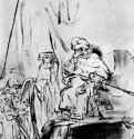 Давид играет на арфе перед Саулом. 1655 - Перо 212 x 170 мм Лувр Париж