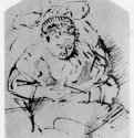 Сидящая женщина. 1655-1656 - Перо бистром, на сероватой бумаге 109 x 92 мм Риксмузеум Амстердам