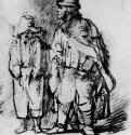 Слепой шарманщик с мальчиком. 1655-1656 - Перо бистром, отмывка, на бумаге 146 x 120 мм Национальная галерея, Собрание графики Стокгольм