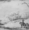 Пейзаж с всадником. 1656 - Бумага, перо, тушь 16,5 x 23 Эрмитаж Санкт-Петербург