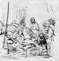 Христос воскрешает дочь Иаира. 1660-1662 - Перо и отмывка коричневым тоном, на бумаге 198 x 198 мм Гравюрный кабинет Берлин