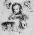 Наброски головы Саскии и другие. 1636 - Офорт. Одно состояние 15,2 x 12,8 ГМИИ им. А.С. Пушкина Москва