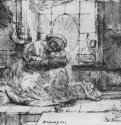 Святое семейство с кошкой. 1654 - Офорт. Второе состояние из двух 10,5 x 15,2 ГМИИ им. А.С. Пушкина Москва
