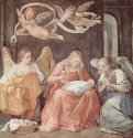 Фрески из Квиринальского дворца (капелла Аннунчата), левая стена. Вышивающая Мария и ангелы. 1609-1611 - 210 x 200 смФрескаБарокко, болонский академизмИталияРим. Квиринальский дворецЗаказчик - папа Павел V