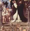 Мадонна в розах. Мария со св. Домиником и двумя ангелами и медальоны со сценами из жизни Иисуса и страстями. 1596-1598 * - 390 x 220 смХолст, маслоБарокко, болонский академизмИталияБолонья. Базилика Сан Лука