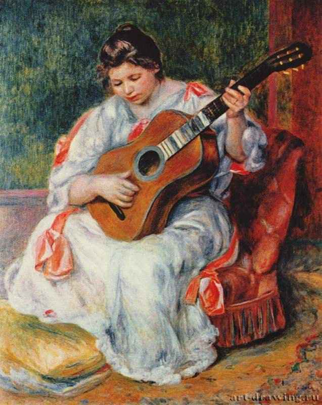 Женщина, играющая на гитаре. 1896-1897 * - 81 x 65 смХолст, маслоИмпрессионизмФранцияЛион. Музей изящных искусств