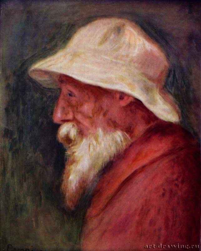 О. Ренуар: Автопортрет в белой шляпе. Холст, масло, Импрессионизм, Франция, Нью-Йорк. Собрание Дюран-Рюэль.