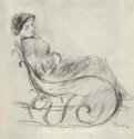 Женщина в кресле-качалке. 1883 - 361 х 303 мм Уголь и карандаш, на бумаге Чикаго (штат Иллинойс). Художественный институт, Отдел гравюры и рисунка Франция