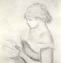 Читающая девушка и набросок сидящей женщины. 1890 - 604 х 470 мм Черный мел на белой бумаге Нью-Йорк. Собрание Бейкер Франция