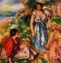 Две женщины и девочка на фоне пейзажа. 1912-1914 - 51 x 44 смХолст, маслоИмпрессионизмФранцияЧастное собрание