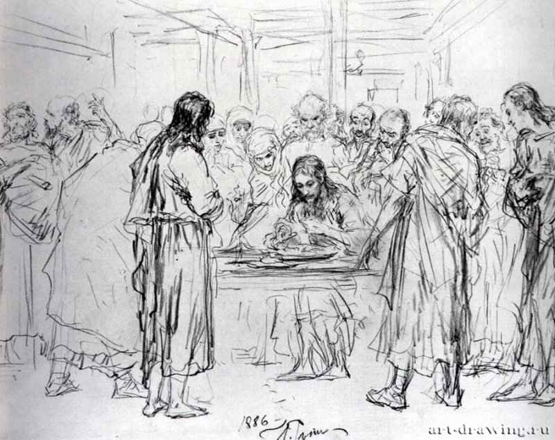 Христос, явившийся своим ученикам после воскресения. 1886 - Бумага, графитный карандашРеализмРоссия